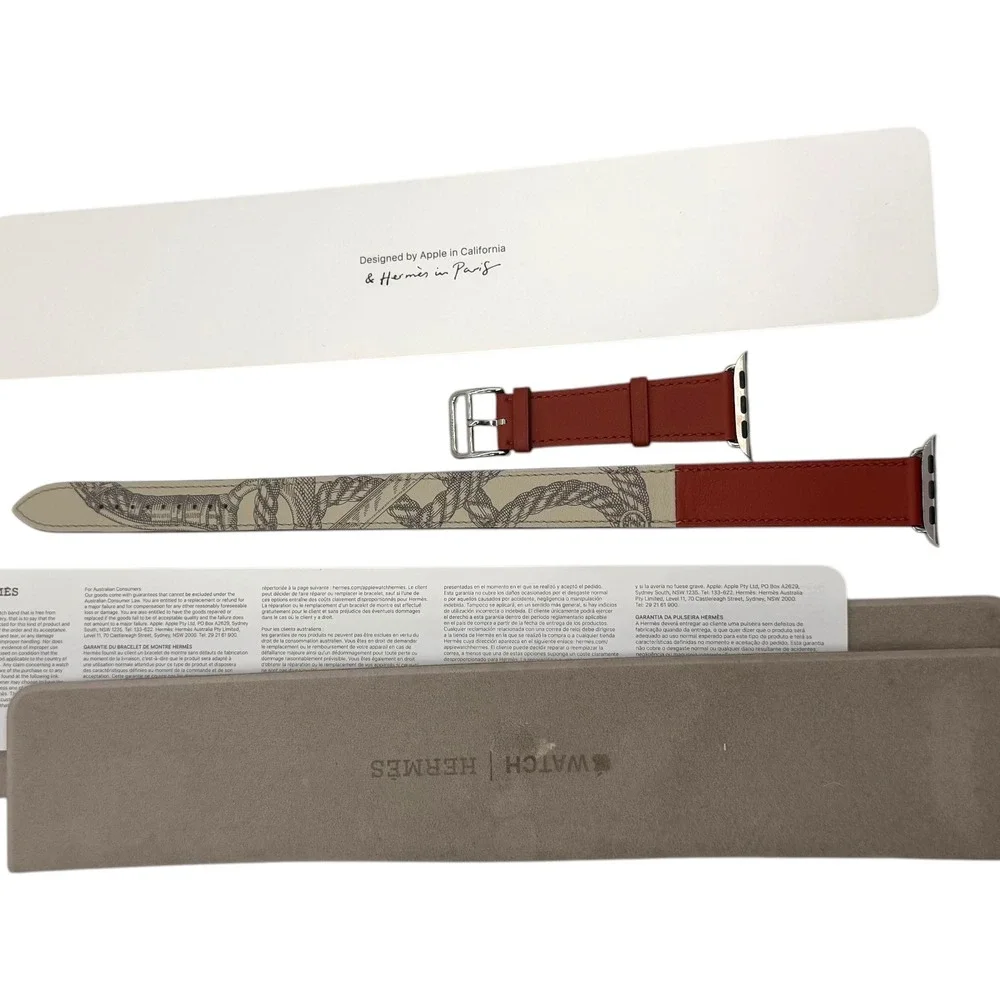 Apple‎ Hermès Tour Watch Band Leather Rope Print Stainless Steel Excellent